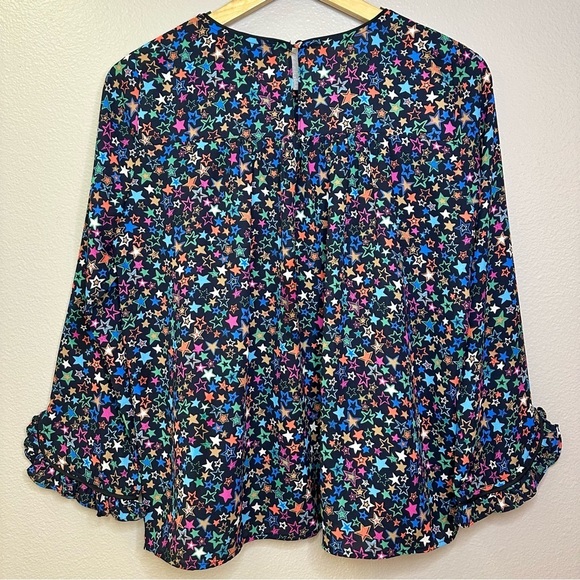 NWT Current Air Star Print Multicolor Flowy Ruffle Blouse - Picture 3 of 9